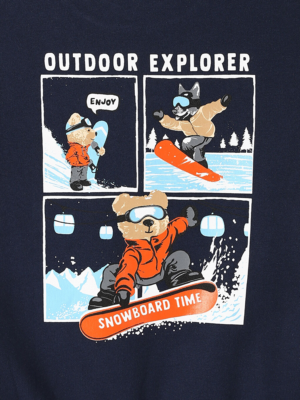 Crew Neck Bear Teddy Printed Boys' Thick Sweatshirt-2