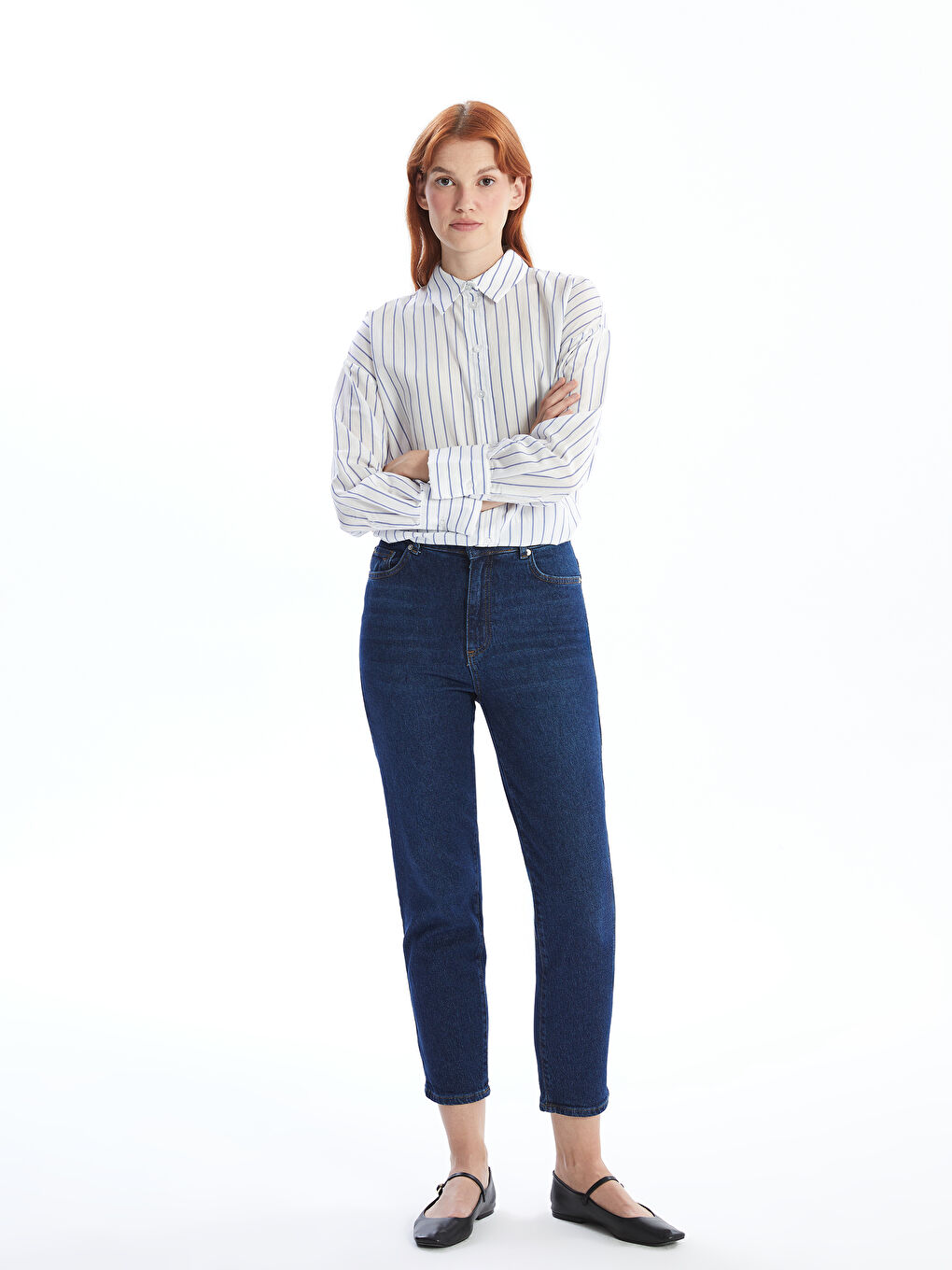 LCW Modest Koyu Rodeo Mom Fit Kadın Jean Pantolon