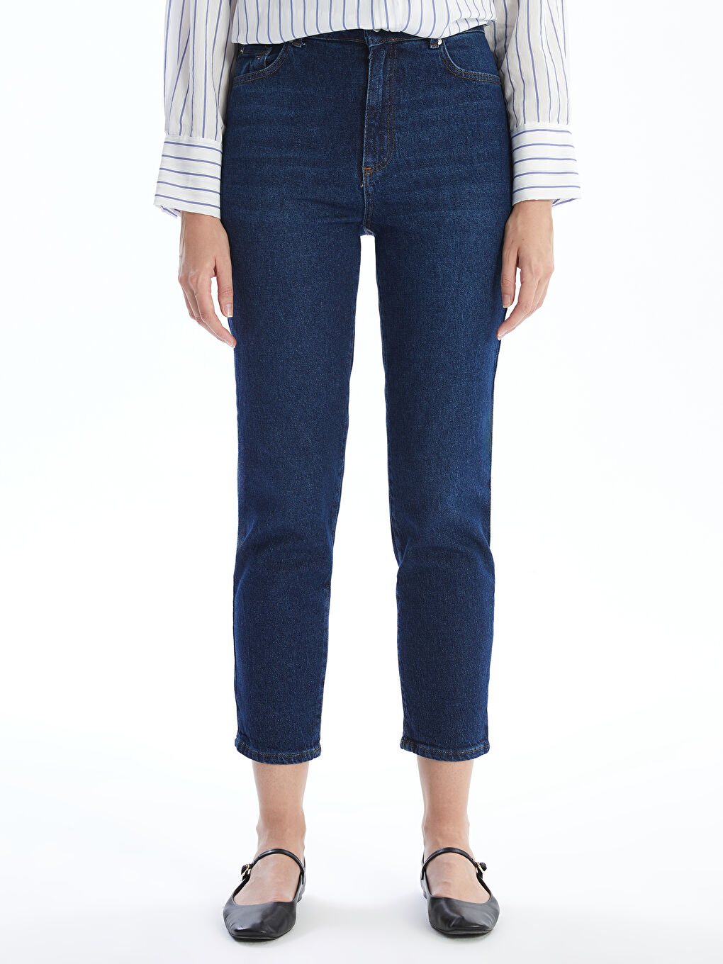 LCW Modest Koyu Rodeo Mom Fit Kadın Jean Pantolon - 1