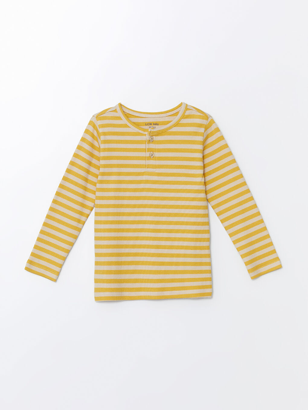 Sarı Bisiklet Yaka Çizgili Erkek Bebek Pijama Üst