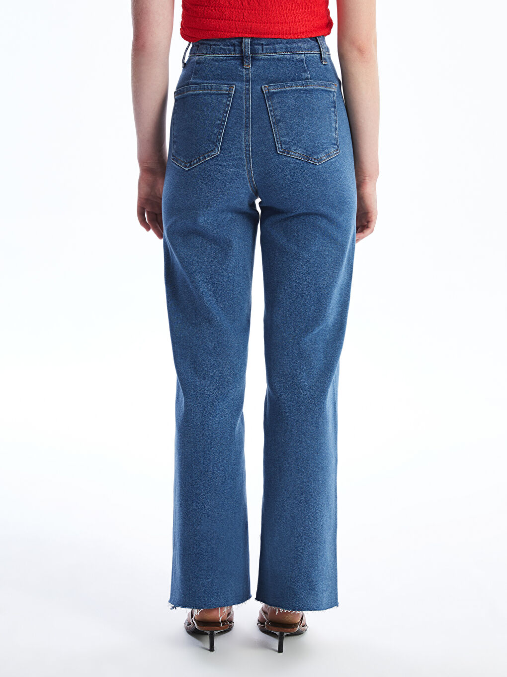 LCW Jeans Orta İndigo Rodeo Wideleg Kadın Jean Pantolon - 4