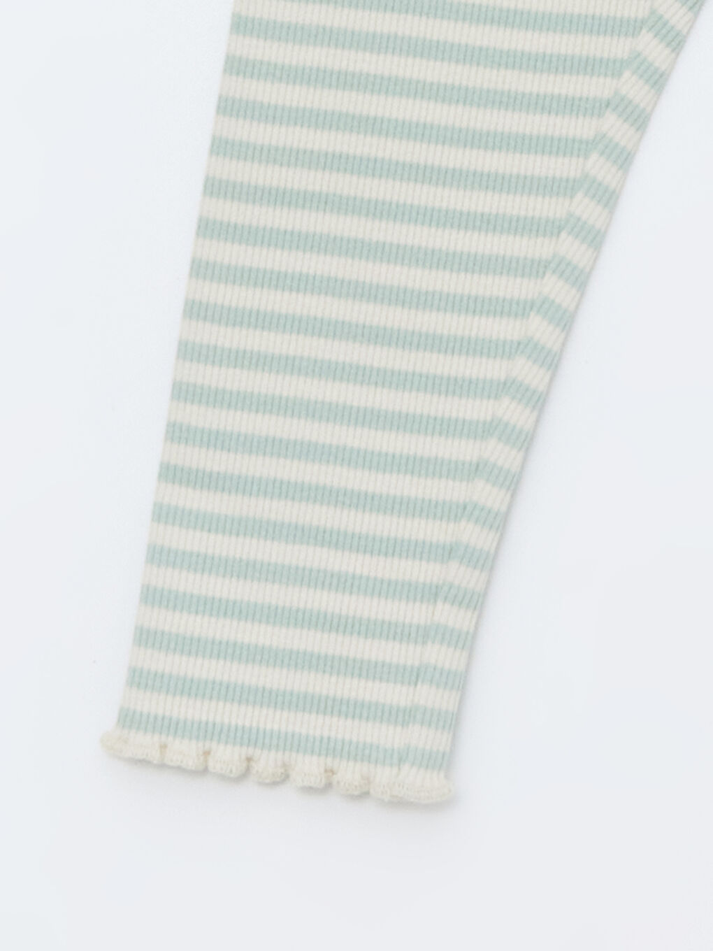 Ekru Beli Lastikli Çizgili Kız Bebek Pijama Alt-2