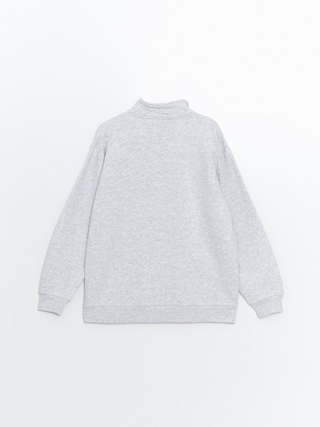 XSIDE Gri Melanj Dik Yaka Oversize Kadın Kalın Sweatshirt - 7