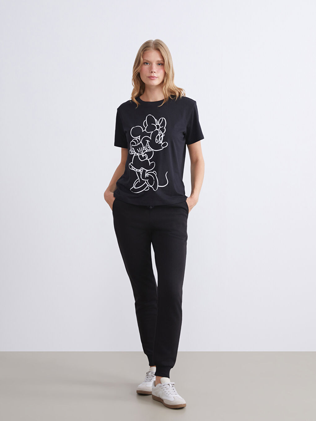 Siyah Beli Lastikli Kadın Kalın Jogger Eşofman Altı