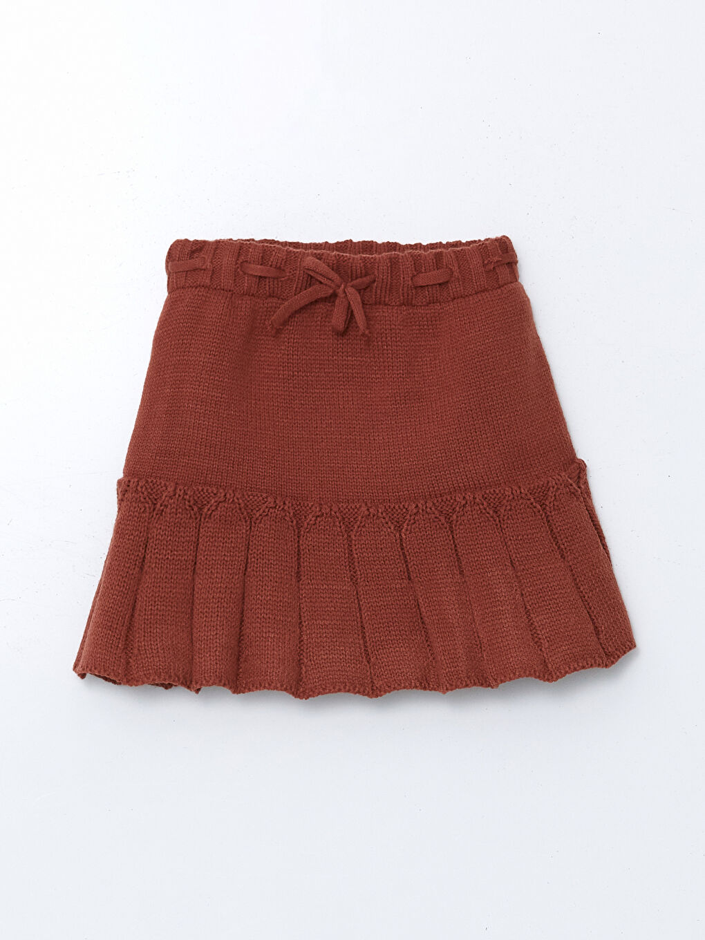 Kahverengi Beli Lastikli Triko Kız Çocuk Etek