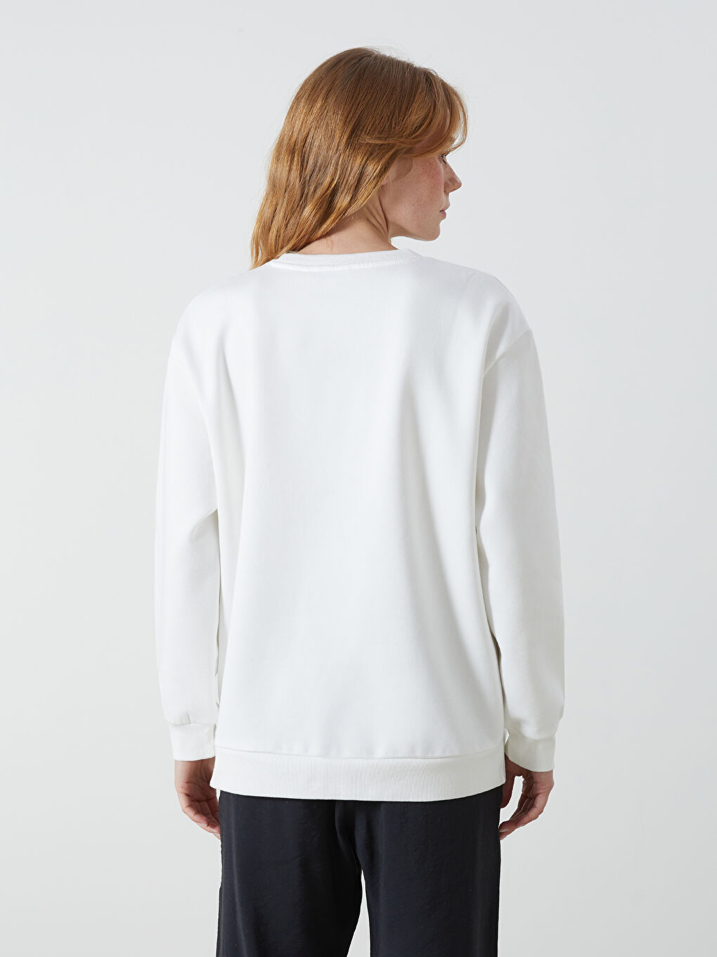 Crew Neck Printed Women's Thick Sweatshirt -W4HC06Z8-R9J