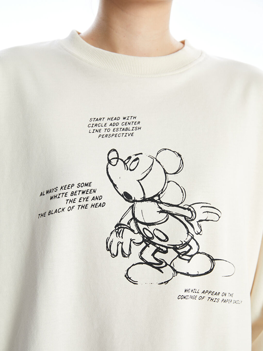 Crew Neck Mickey Mouse Printed Oversize Women's Sweatshirt Tunic-2