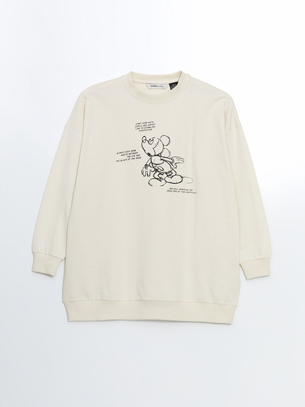 Crew Neck Mickey Mouse Printed Oversize Women's Sweatshirt Tunic-4