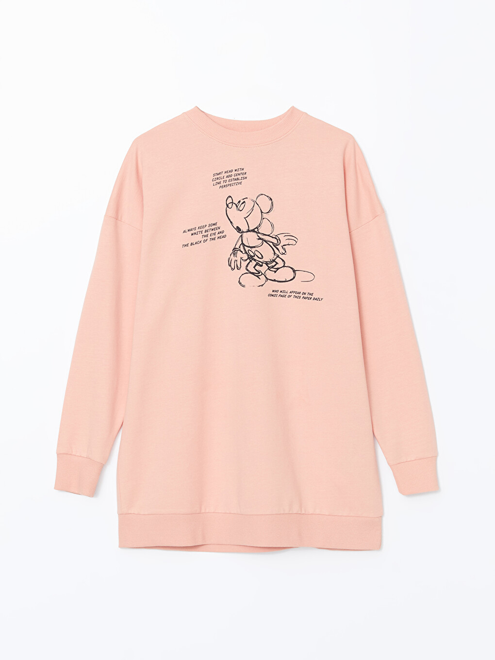 Tunique Sweat-shirt Surdimensionnée Imprimée Mickey Mouse Col Rond Pour Femmes-4