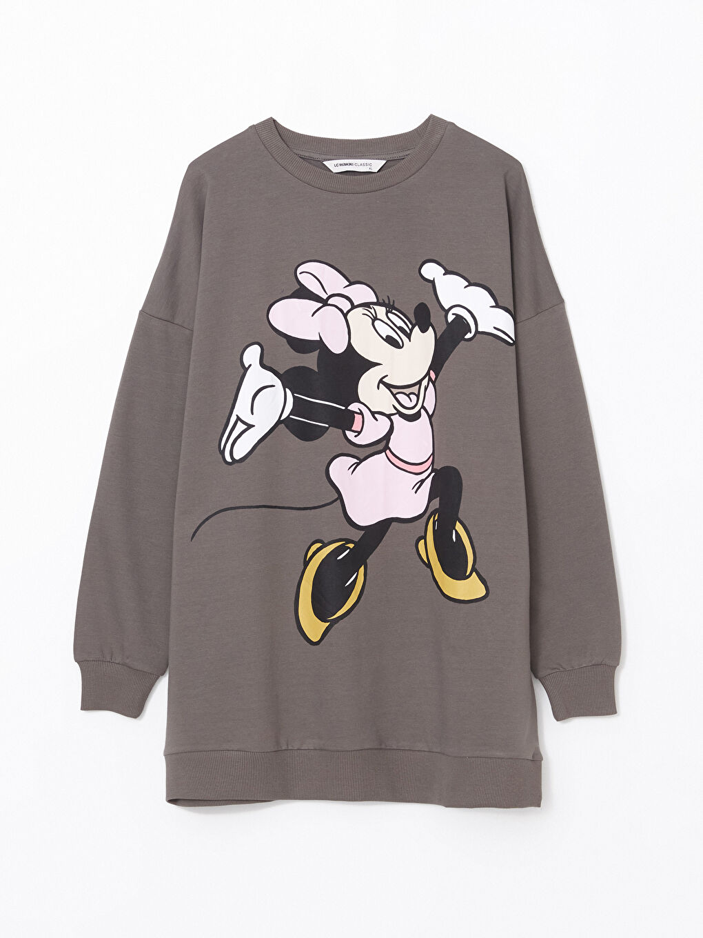 LCWAIKIKI Classic Okrugli Izrez Minnie Mouse Štampana Prevelika Ženska Dukserica Tunika -W4HC08Z8-GYV