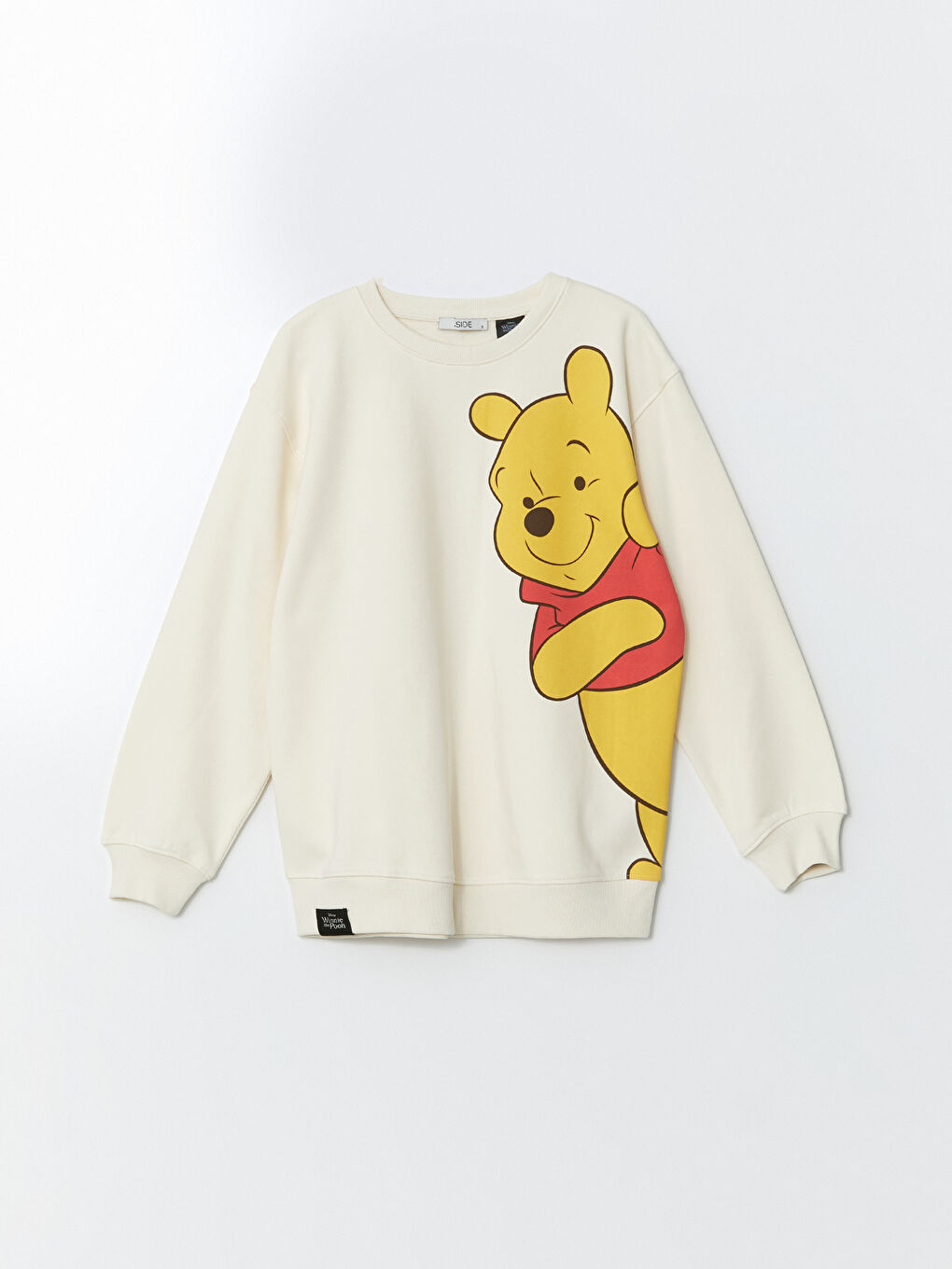 XSIDE Açık Bej Winnie the Pooh Baskılı Oversize Kadın Kalın Sweatshirt