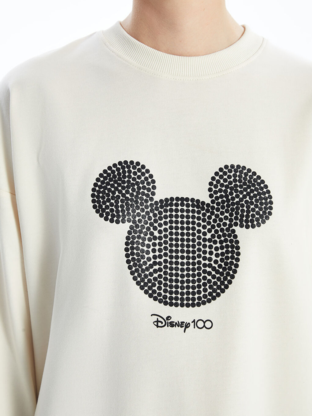 تونيك سويتشيرت واسع مطبوع ميكي ماوس بياقة دائرية للسيدات-2