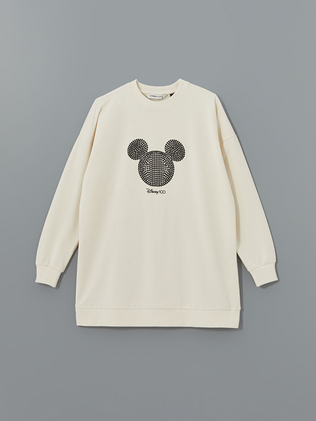 تونيك سويتشيرت واسع مطبوع ميكي ماوس بياقة دائرية للسيدات-4