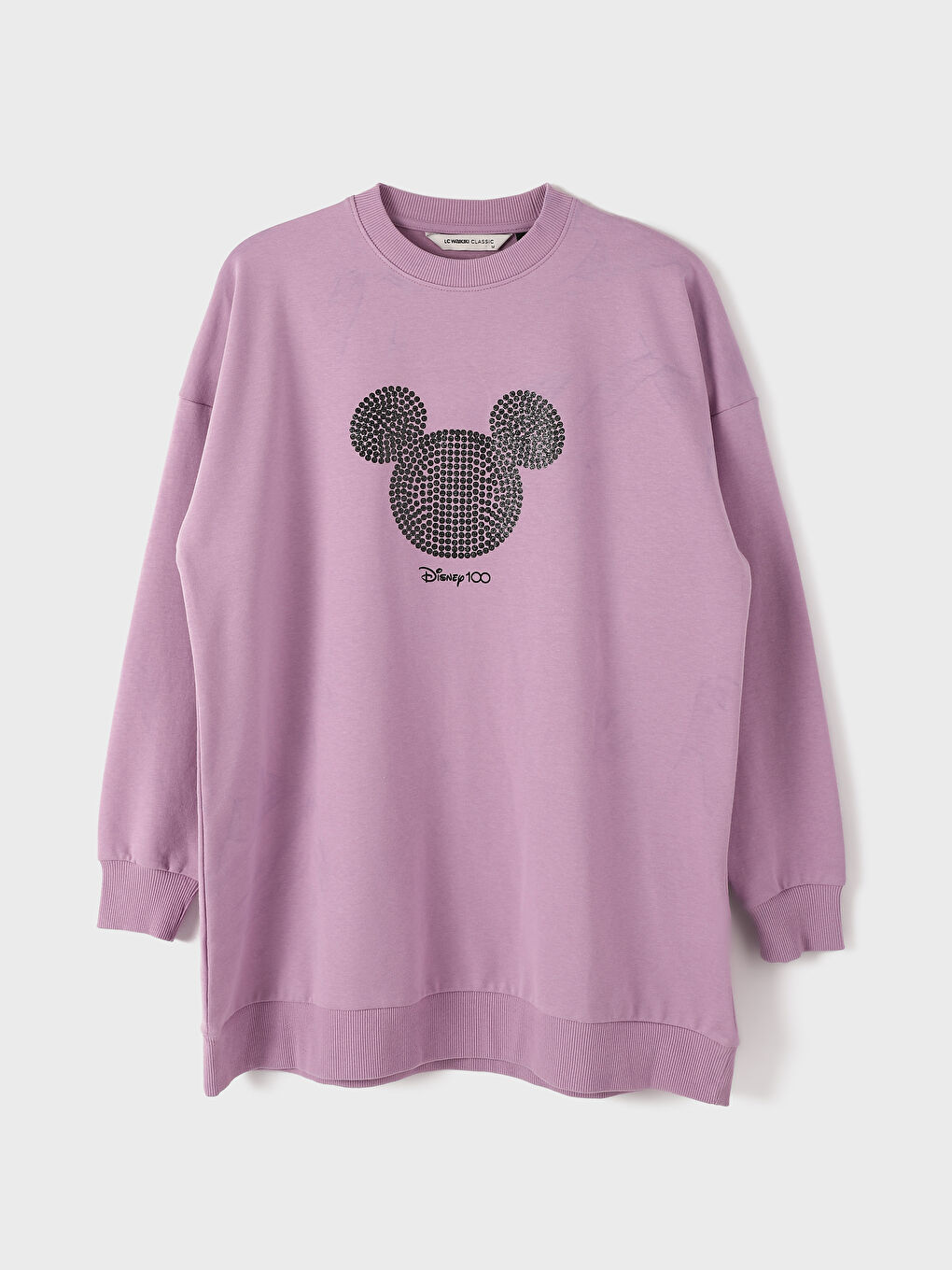 تونيك كنزة رياضية واسعة الحجم مطبوعة برقبة دائرية ميكي ماوس للسيدات