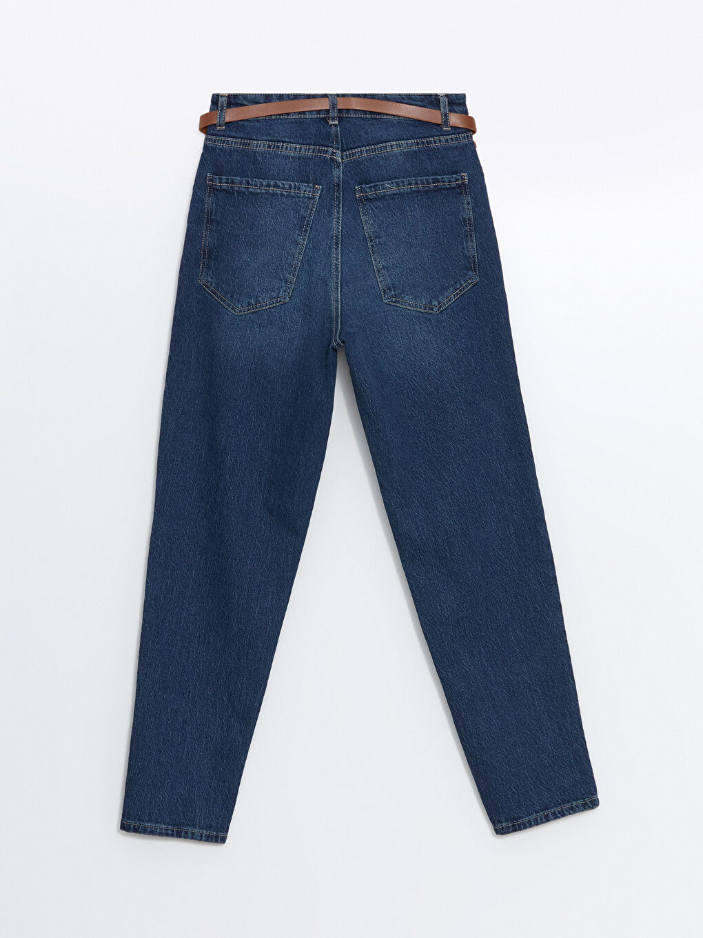 LCW Jeans Orta İndigo Rodeo Beli Kemerli Mom Fit Kadın Jean Pantolon - 5