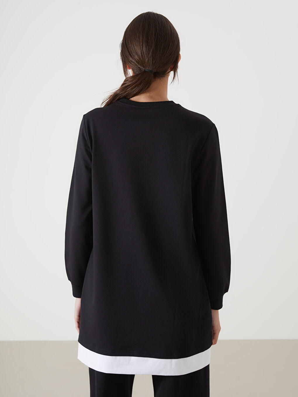 تونيك سويتشيرت مطبوع بياقة دائرية للسيدات-3