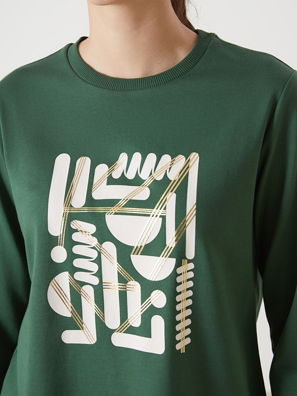 Crew Neck Printed Women's Sweatshirt Tunic-2