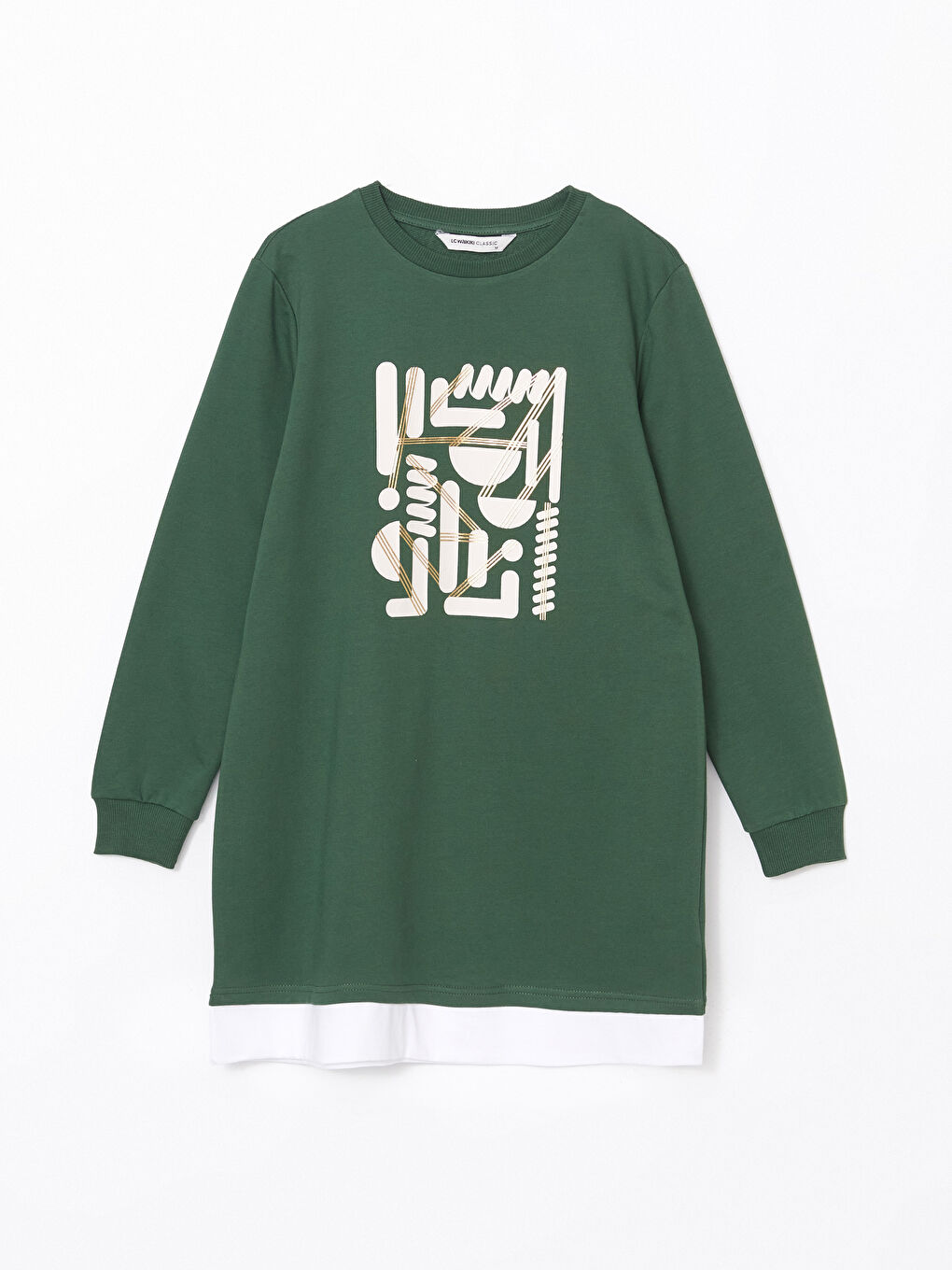 Crew Neck Printed Women's Sweatshirt Tunic-4