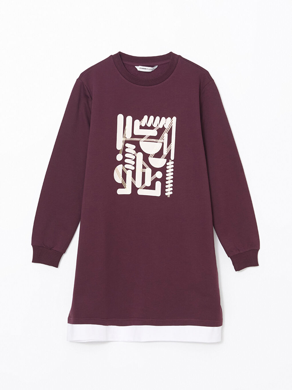 تونيك سويتشيرت مطبوع بياقة دائرية للسيدات-5