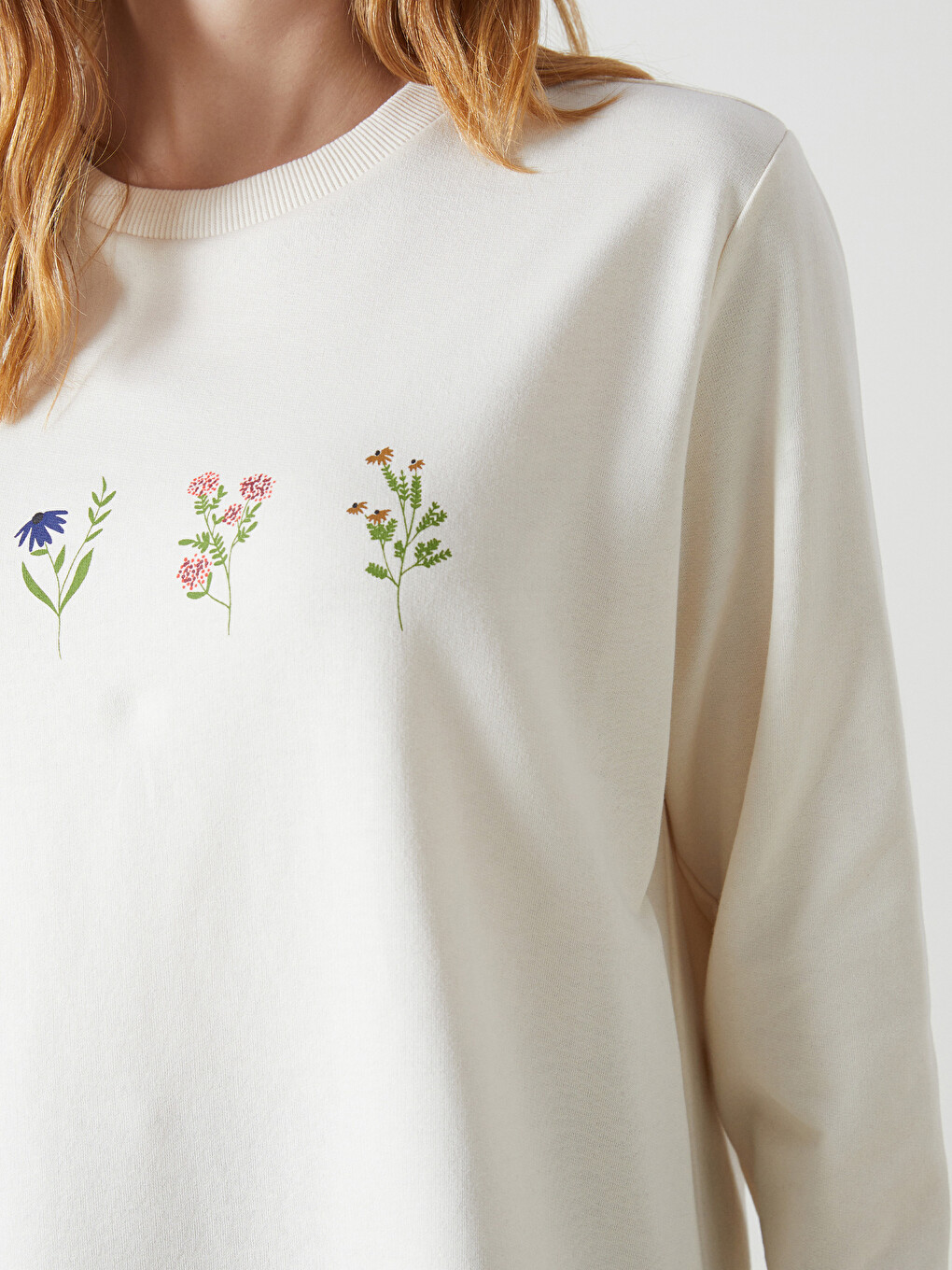 Tunique En Sweatshirt Floral À Col Rond Pour Femmes-2