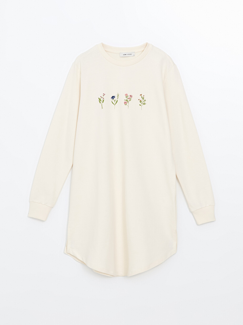 Tunique En Sweatshirt Floral À Col Rond Pour Femmes-4