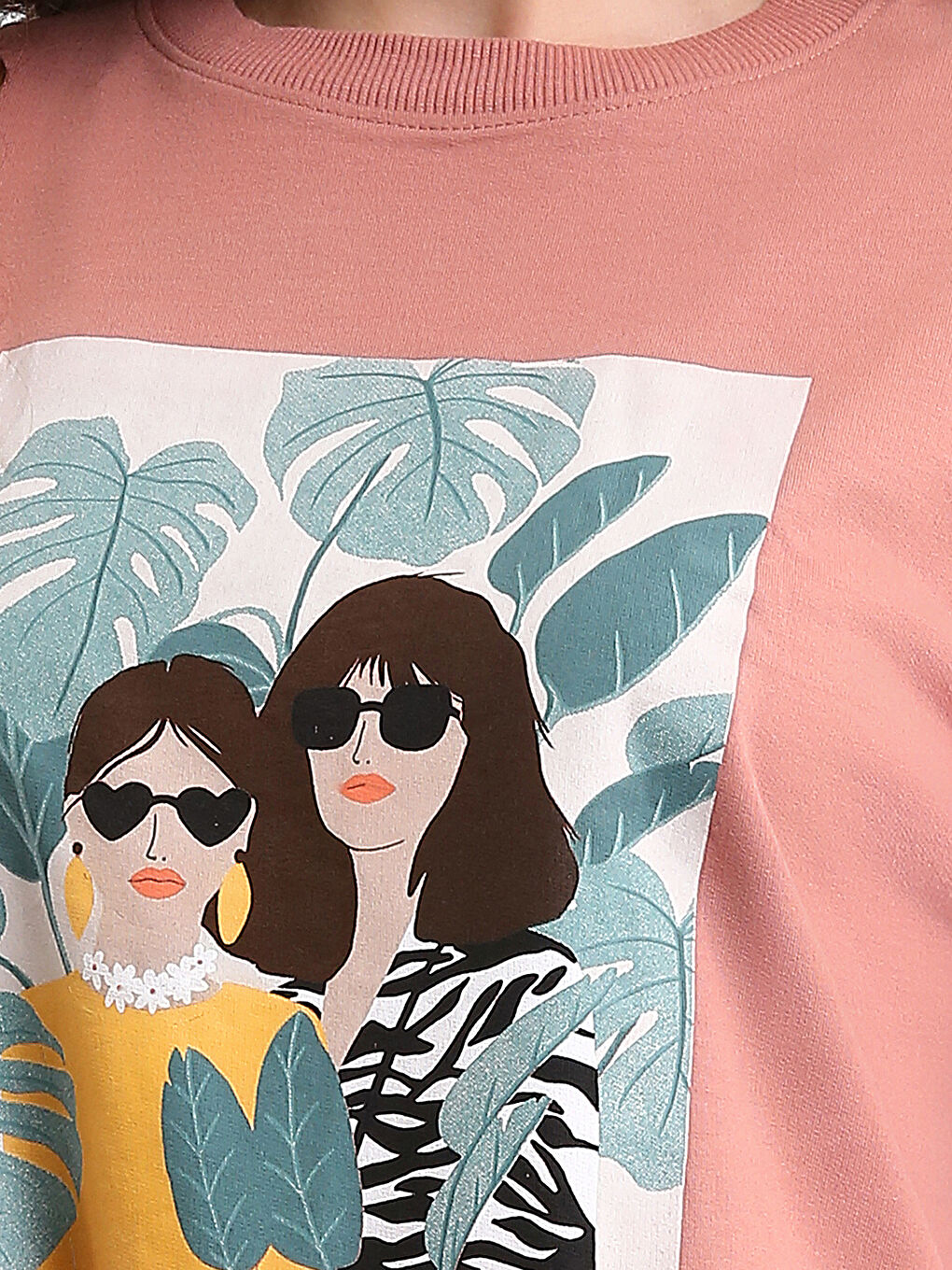 تونيك كنزة رياضية مطبوعة برقبة دائرية للسيدات-2