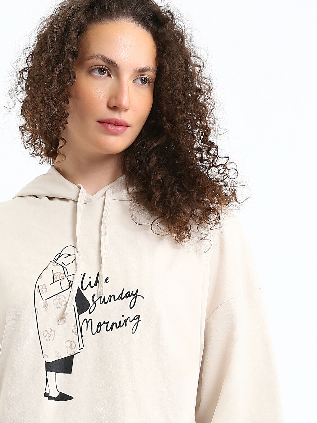 Hooded Printed Women's Sweatshirt Tunic-2