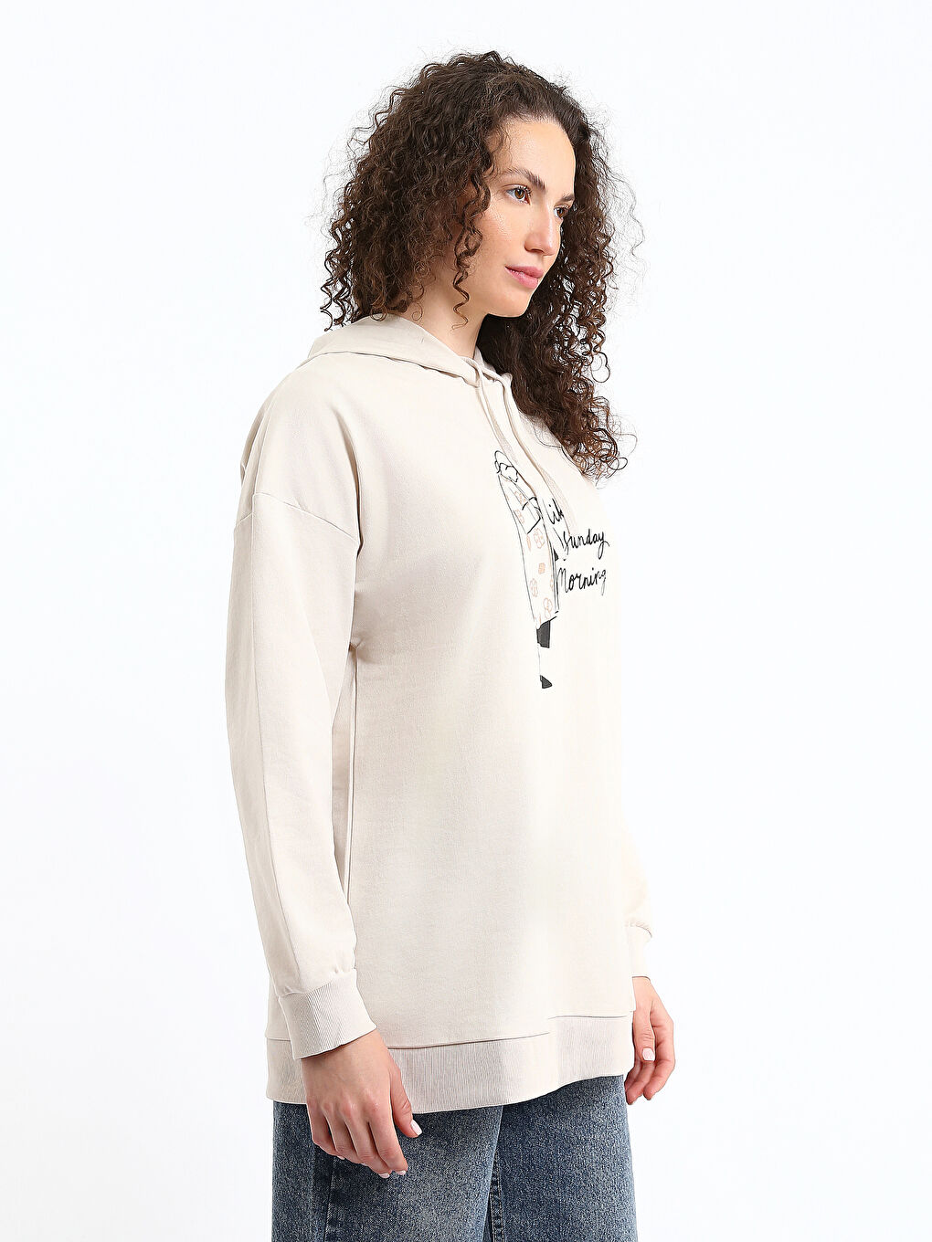 Hooded Printed Women's Sweatshirt Tunic-3