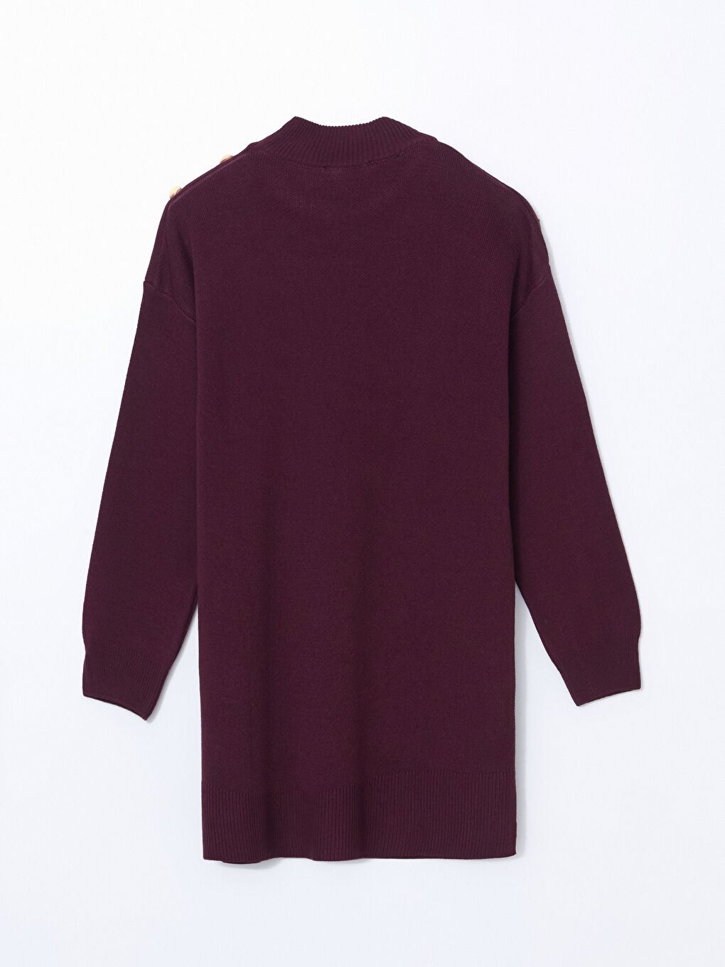 Bordo Dik Yaka Kadın Triko Tunik-5