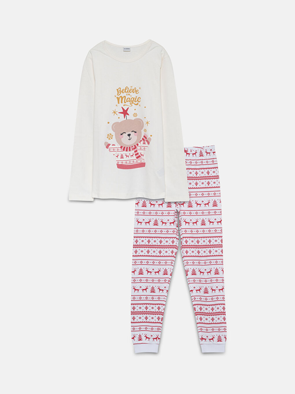 LC Waikiki Crew Neck Christmas Themed Girls' Pyjama Set -W4HD10Z4-FRC
