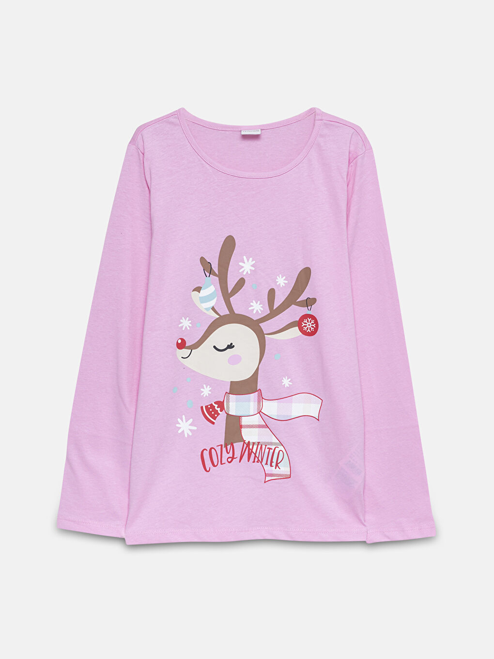 LCW Kids Crew Neck Christmas Themed Girls' Pyjama Set -W4HD13Z4-QY8