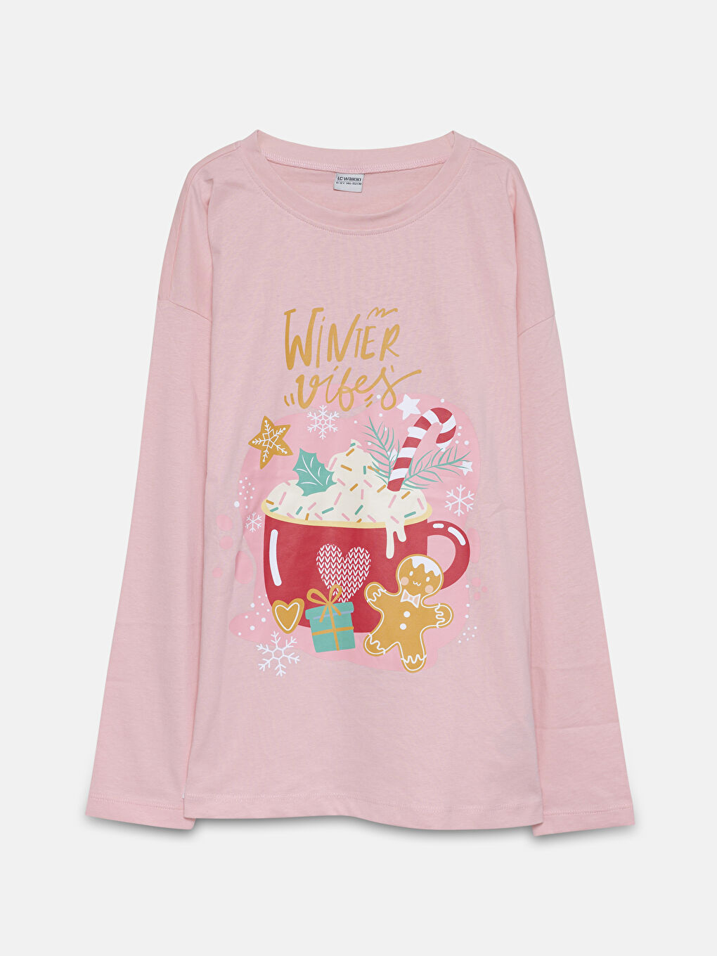 LCW DREAM Crew Neck Christmas Themed Girls' Pyjama Set -W4HD16Z4-G21