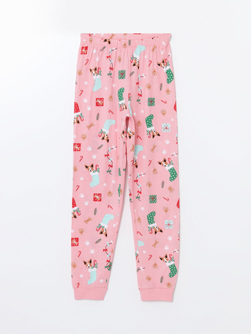 LCW Kids Pyjama-Set für Mädchen mit Weihnachtsmotiv und Rundhalsausschnitt -W4HD19Z4-FZB