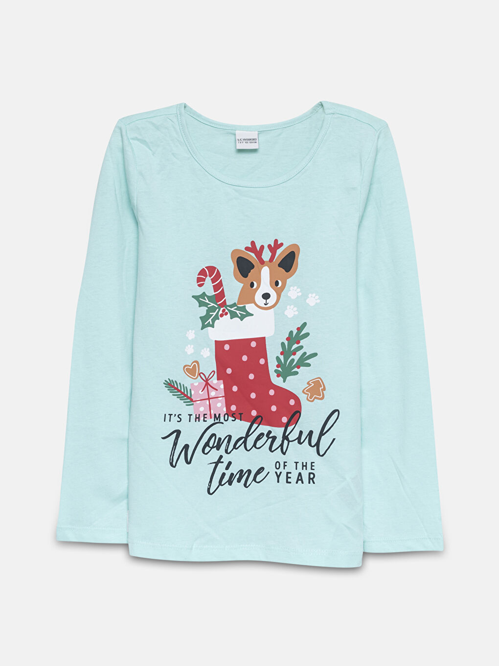 LCW Kids Pyjama-Set für Mädchen mit Weihnachtsmotiv und Rundhalsausschnitt -W4HD19Z4-FZB