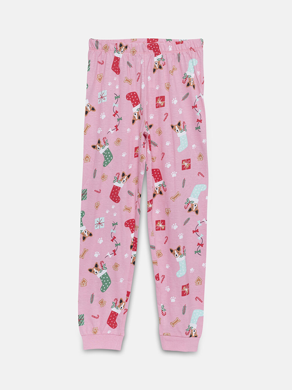 LCW Kids Pyjama-Set für Mädchen mit Weihnachtsmotiv und Rundhalsausschnitt -W4HD19Z4-FZB
