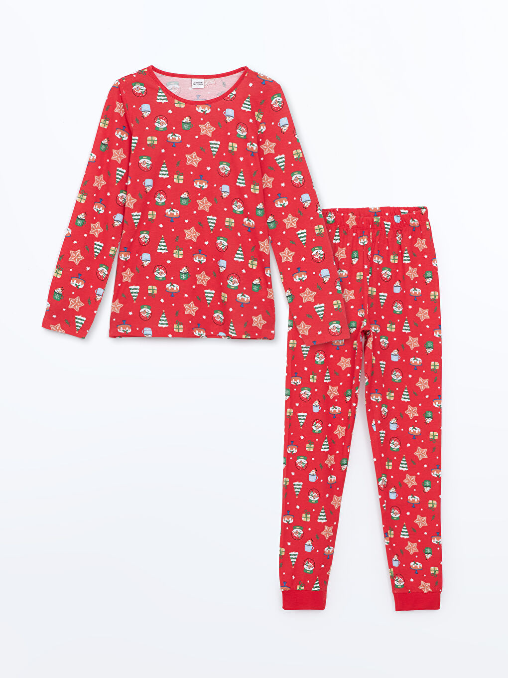 LCW Kids Crew Neck Christmas Themed Girls' Pyjama Set -W4HD22Z4-LTQ