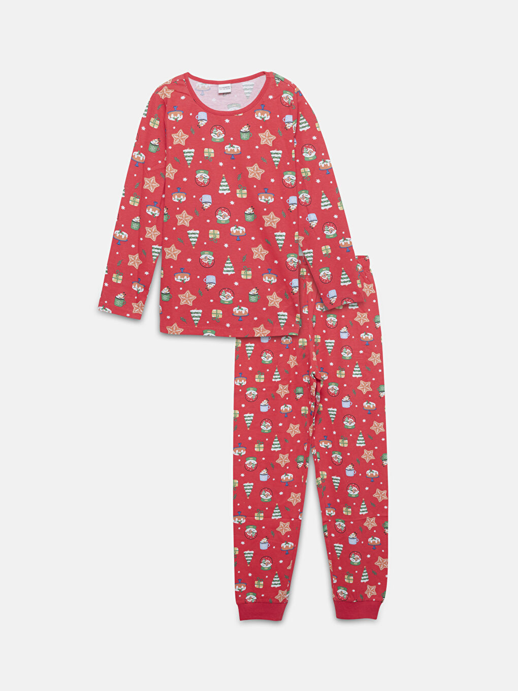 LCW Kids Crew Neck Christmas Themed Girls' Pyjama Set -W4HD22Z4-LTQ