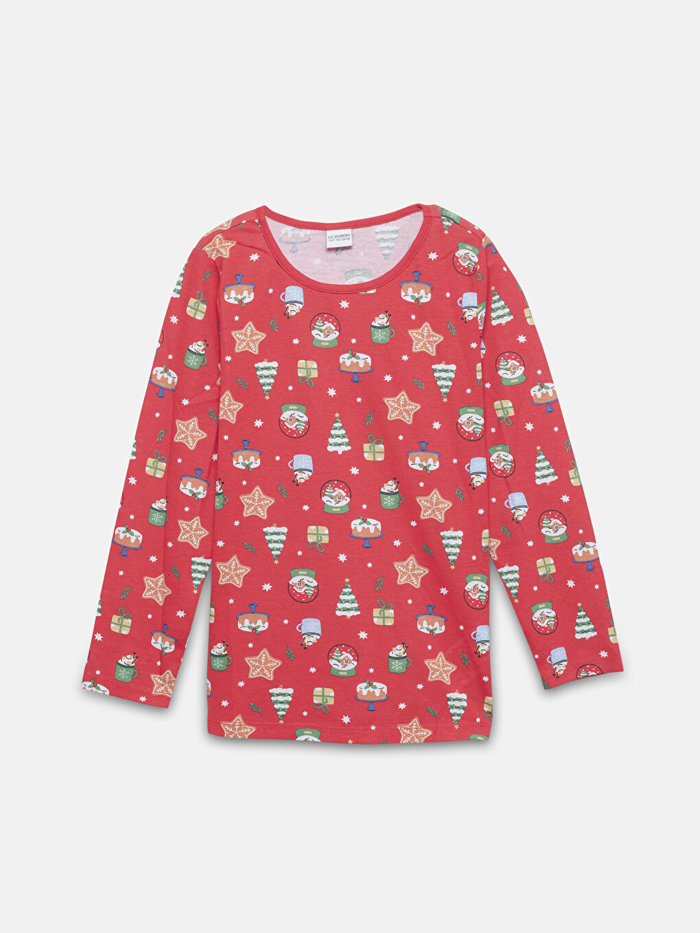 LCW Kids Crew Neck Christmas Themed Girls' Pyjama Set -W4HD22Z4-LTQ