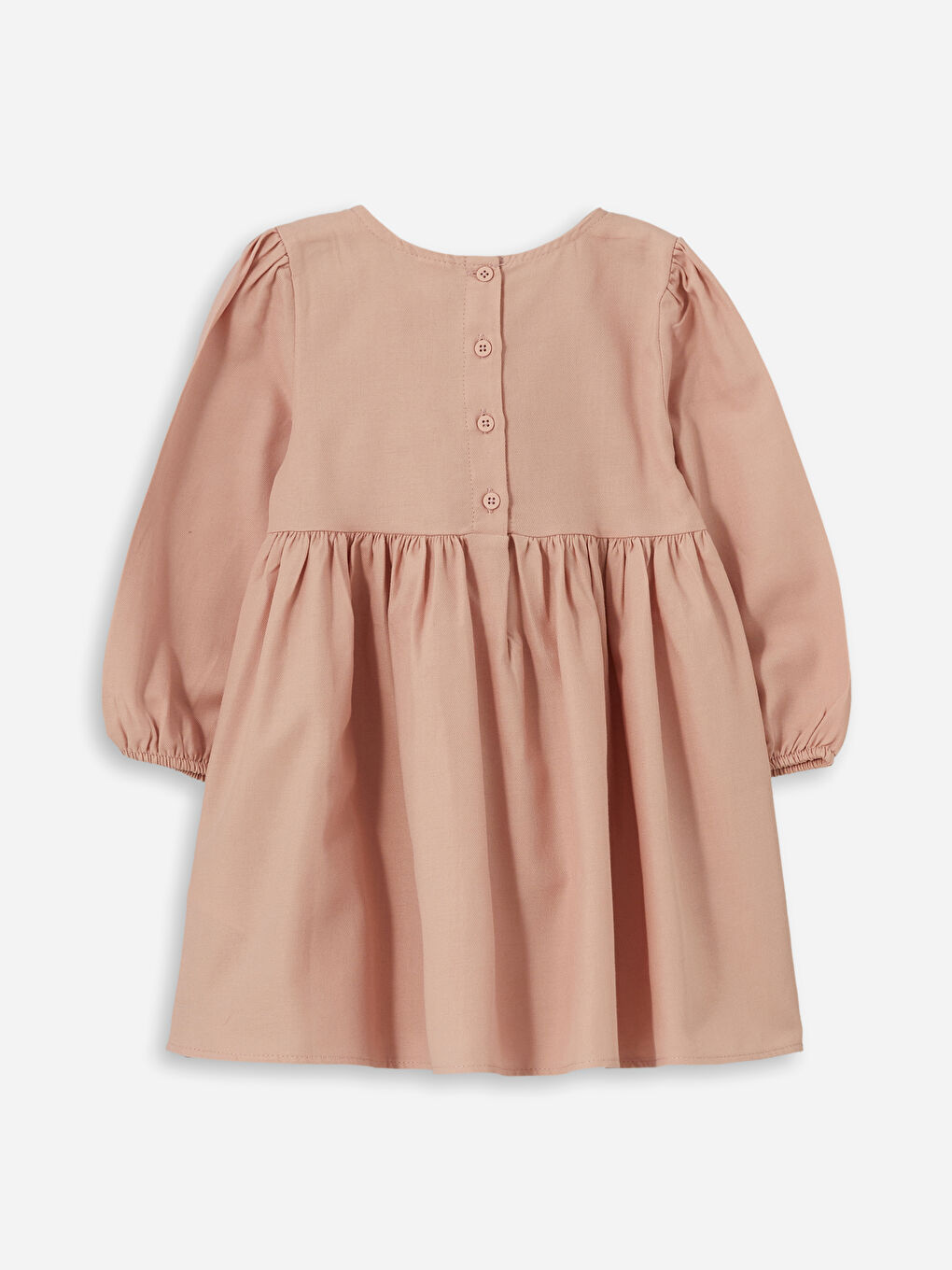 Pembe Bisiklet Yaka Basic Kız Bebek Elbise-1
