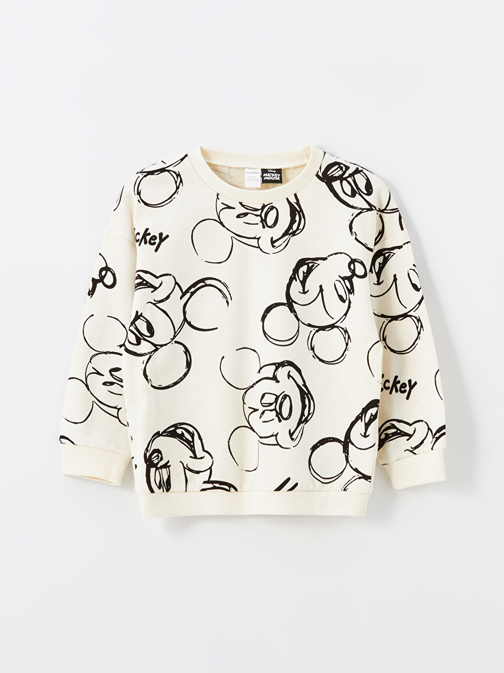 Ekru Bisiklet Yaka Mickey Mouse Baskılı Erkek Çocuk Sweatshirt ve Eşofman Alt 2'li Takım-3