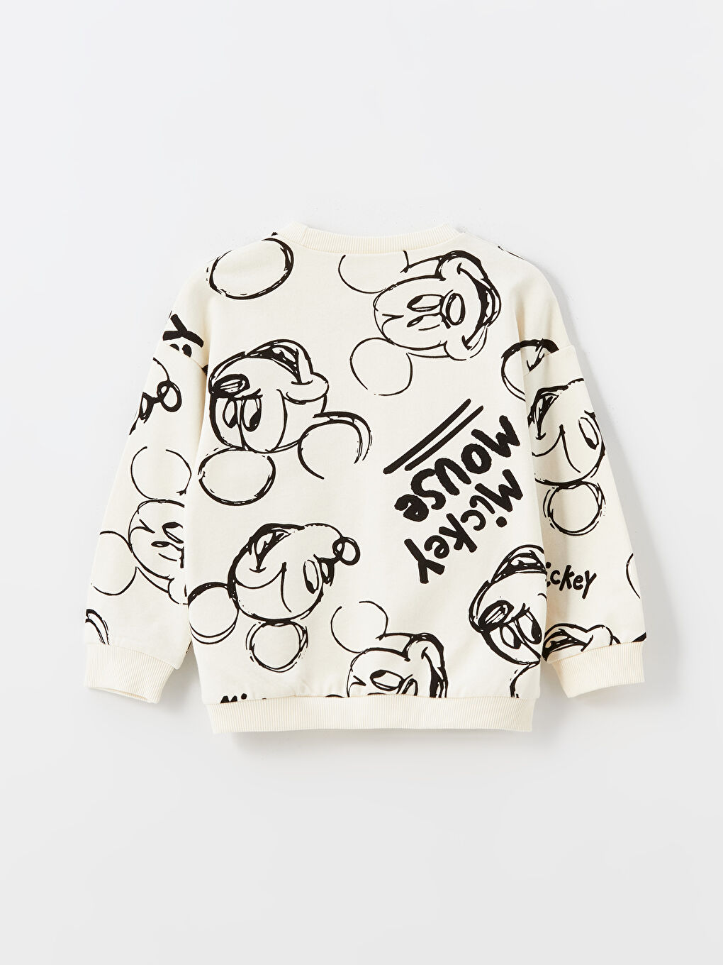 Ekru Bisiklet Yaka Mickey Mouse Baskılı Erkek Çocuk Sweatshirt ve Eşofman Alt 2'li Takım-5