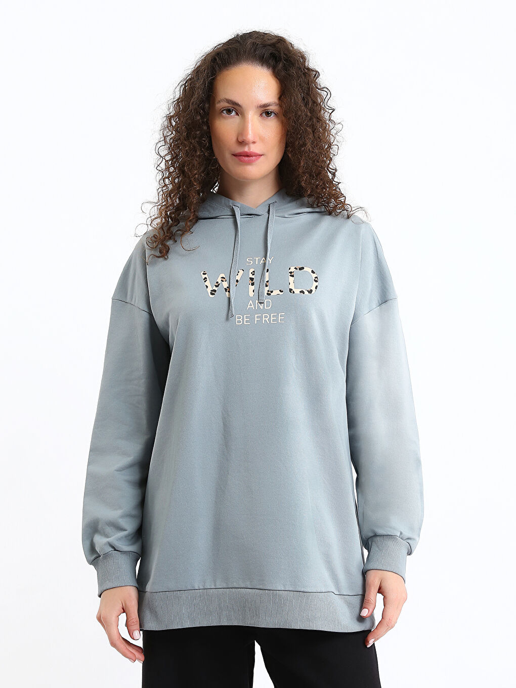 Hooded Printed Women's Sweatshirt Tunic