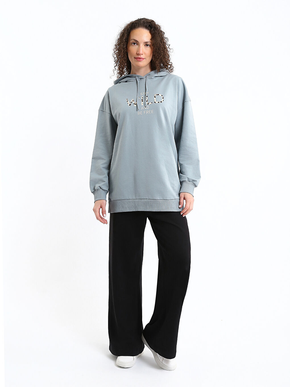 Hooded Printed Women's Sweatshirt Tunic-1