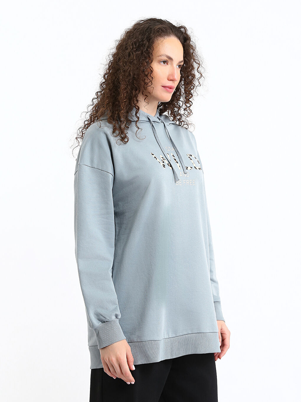 Hooded Printed Women's Sweatshirt Tunic-3