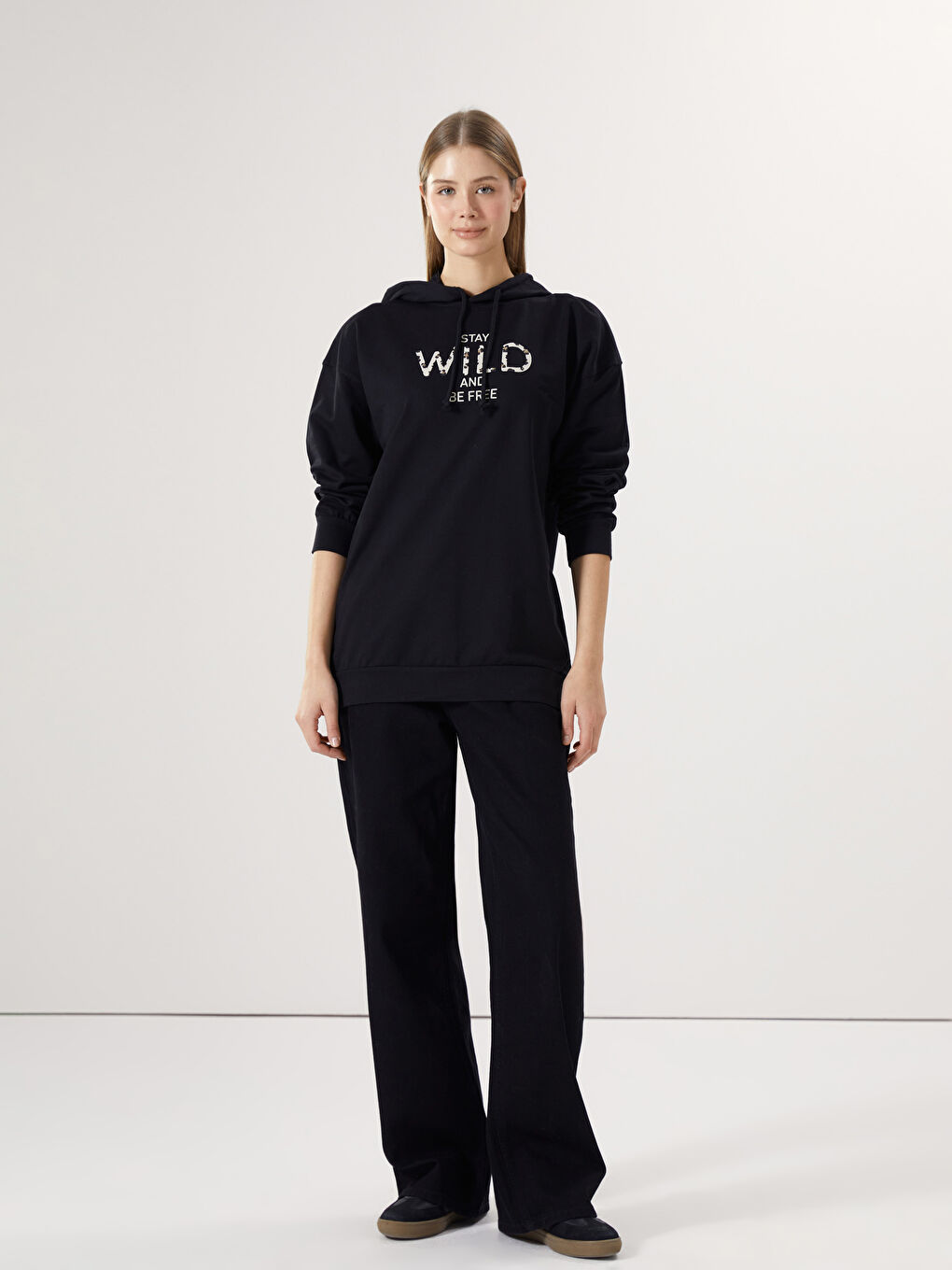 Hooded Printed Women's Sweatshirt Tunic-1