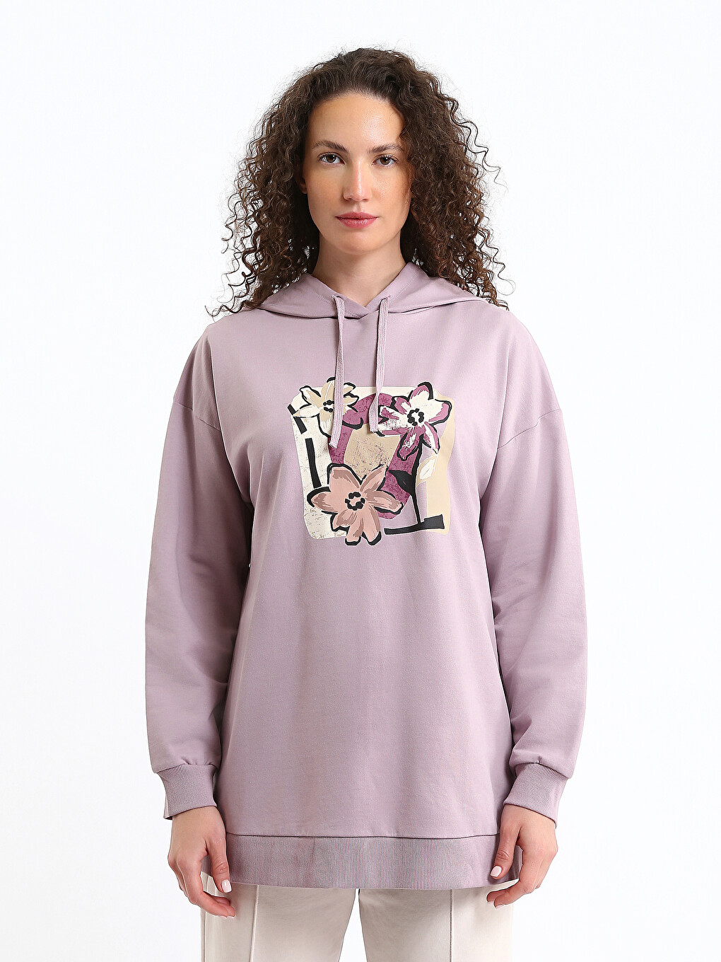 Hooded Printed Women's Sweatshirt Tunic