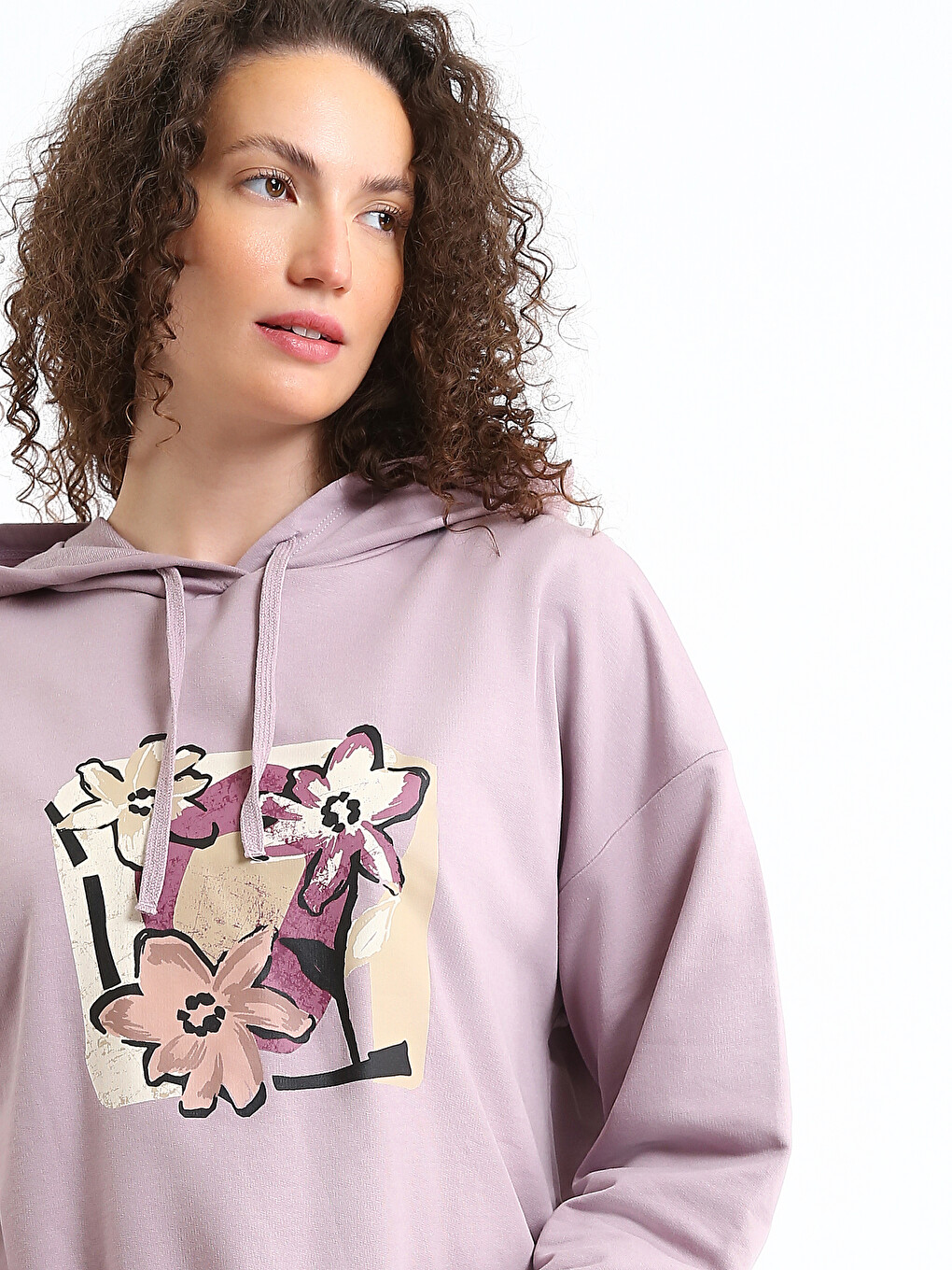Hooded Printed Women's Sweatshirt Tunic-2