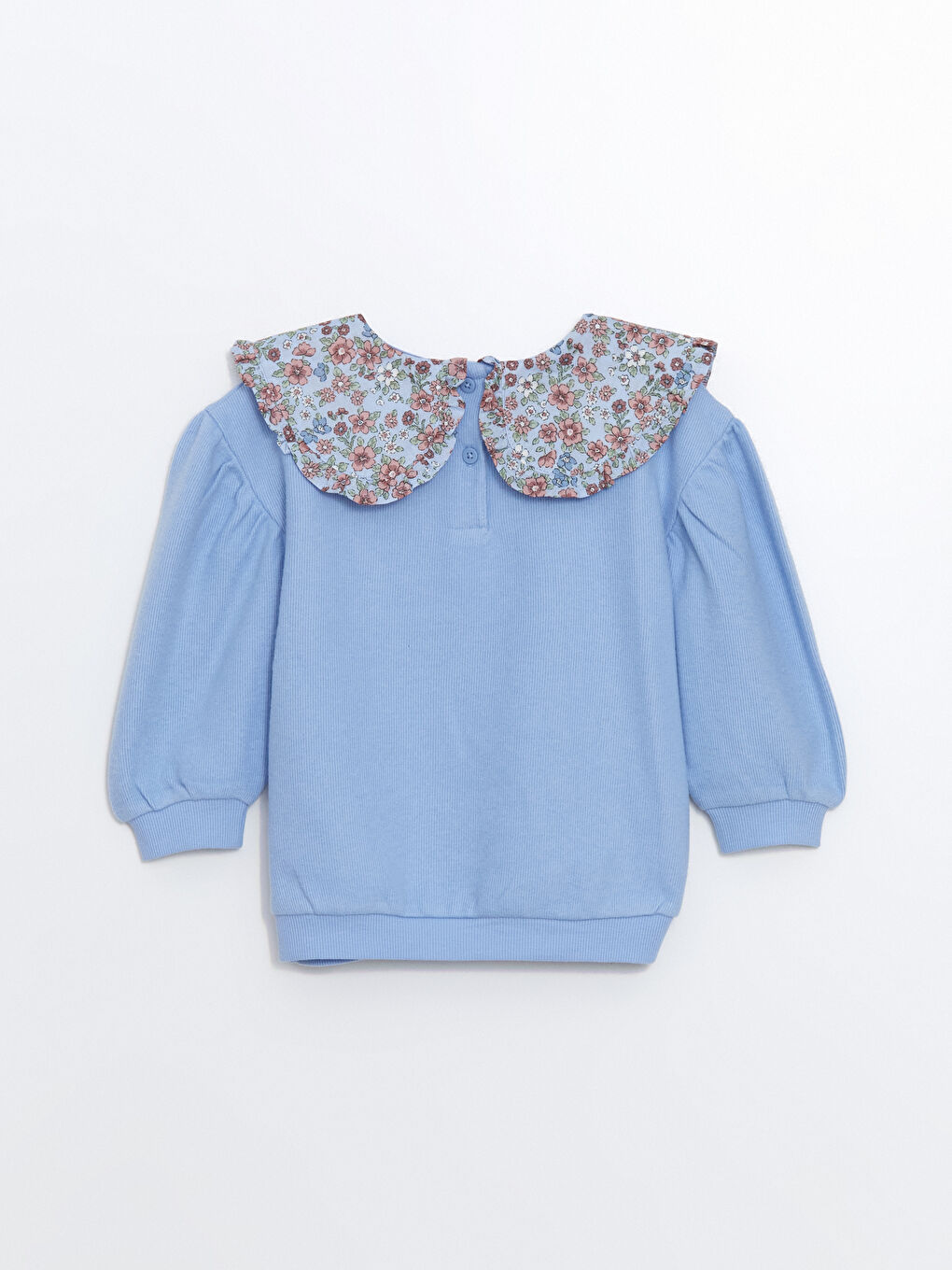 LCW Kids Mavi Bebe Yaka Çiçekli Kız Çocuk Sweatshirt - 2