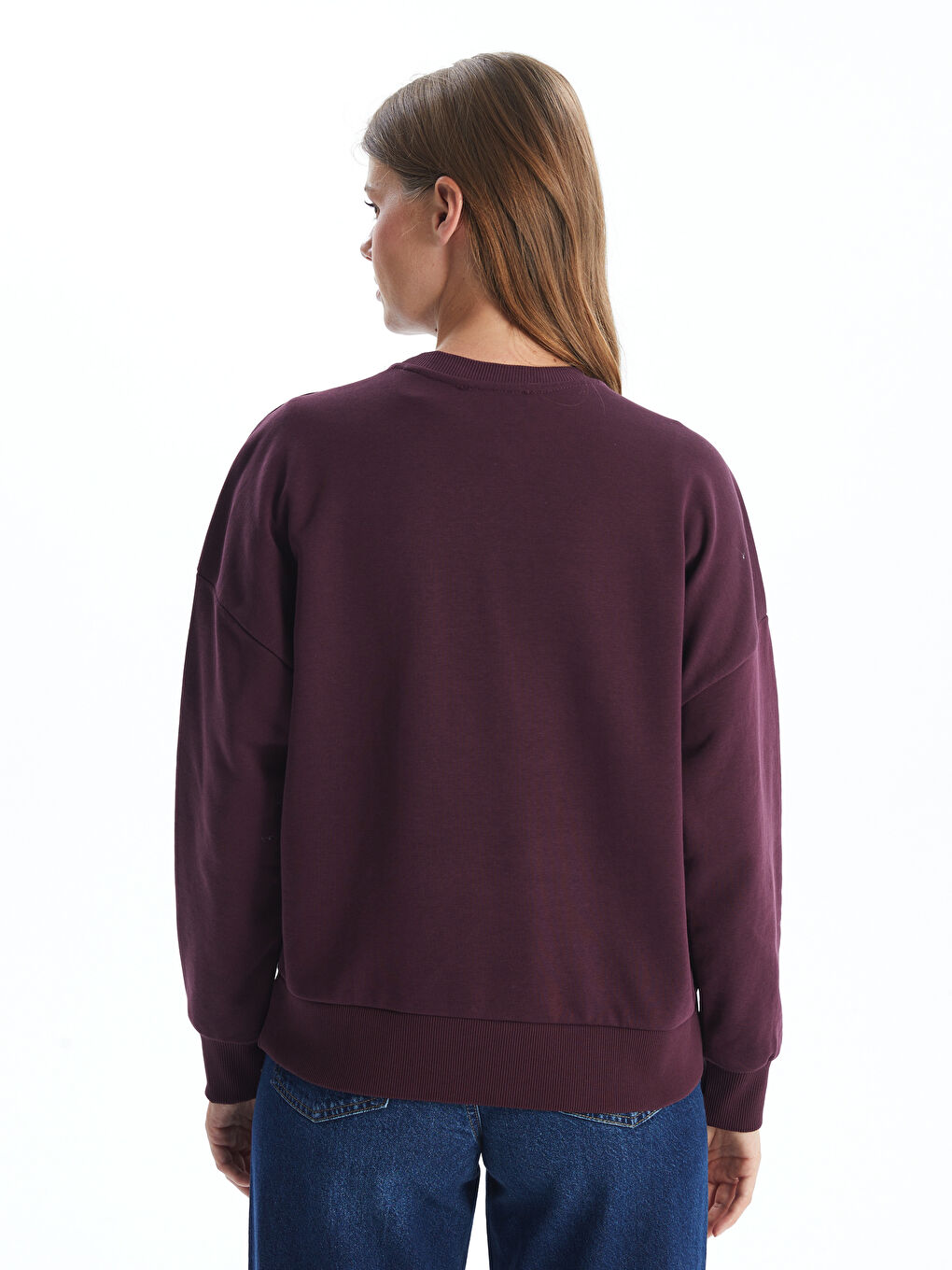 LCW Vision Mürdüm Bisiklet Yaka Nakışlı Oversize Kadın Sweatshirt - 3