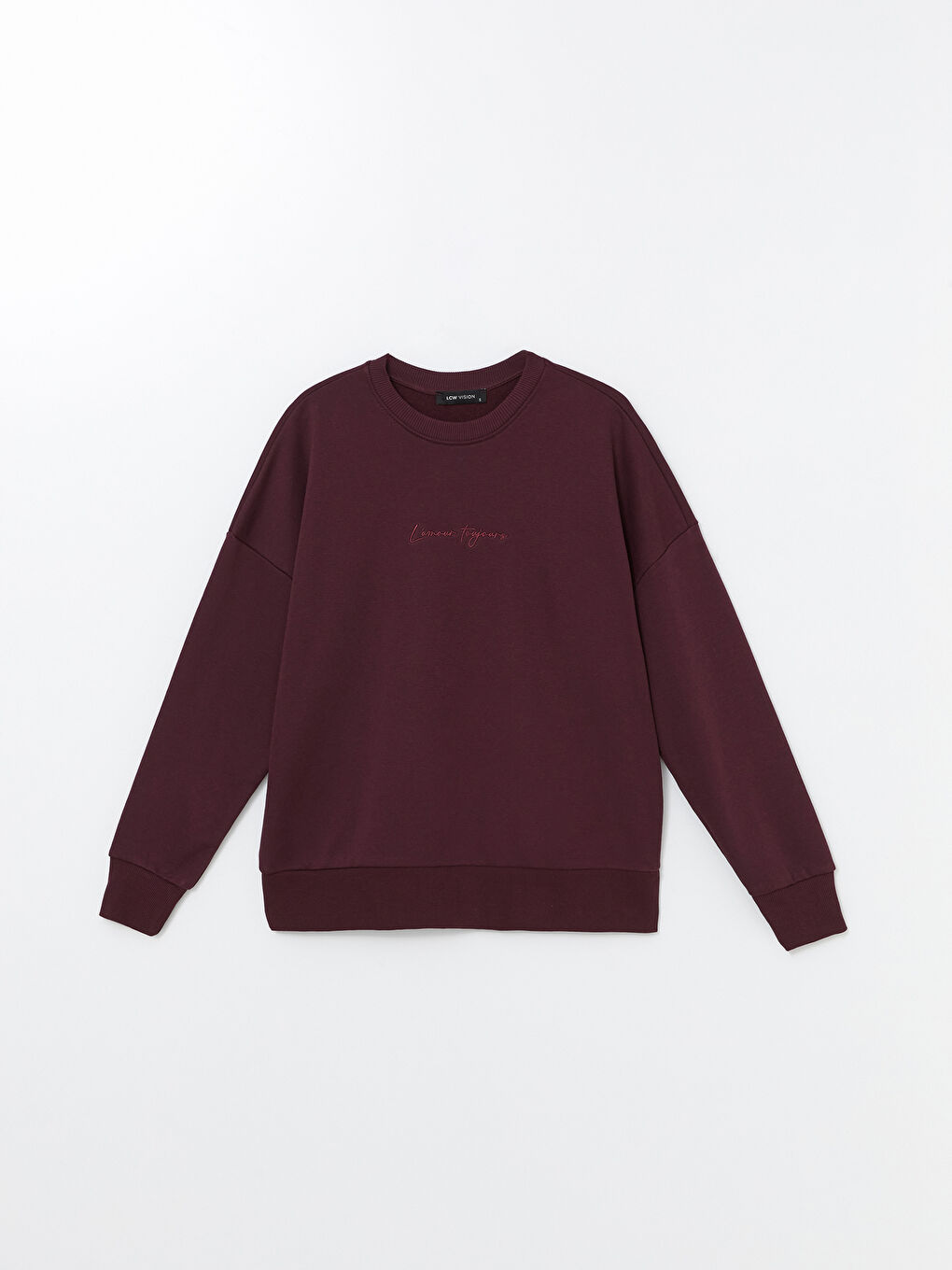 LCW Vision Mürdüm Bisiklet Yaka Nakışlı Oversize Kadın Sweatshirt - 4